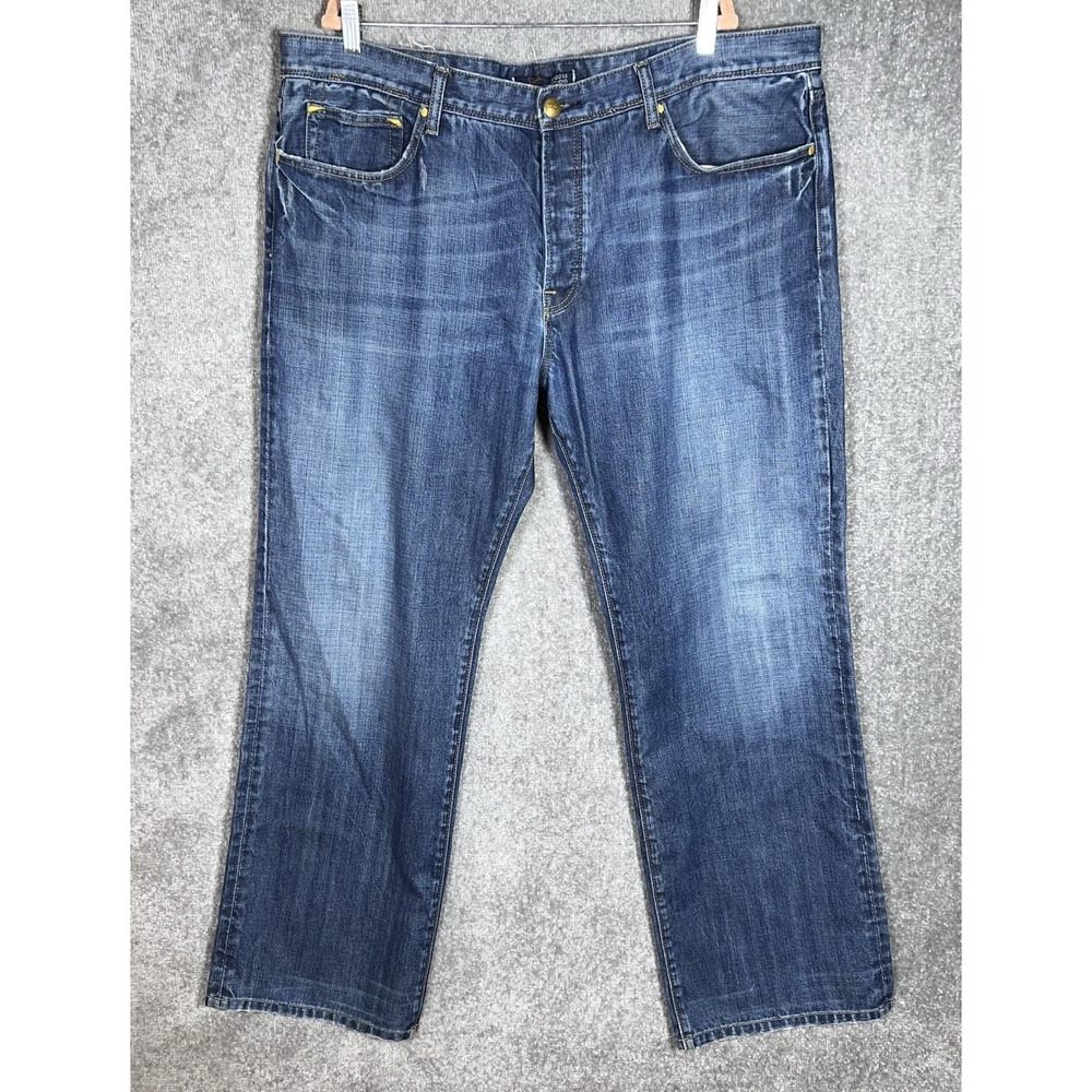 Vigoss Studio Cody Jeans Mens Size 44x34 Blue Cotton Distressed Denim Button Fly